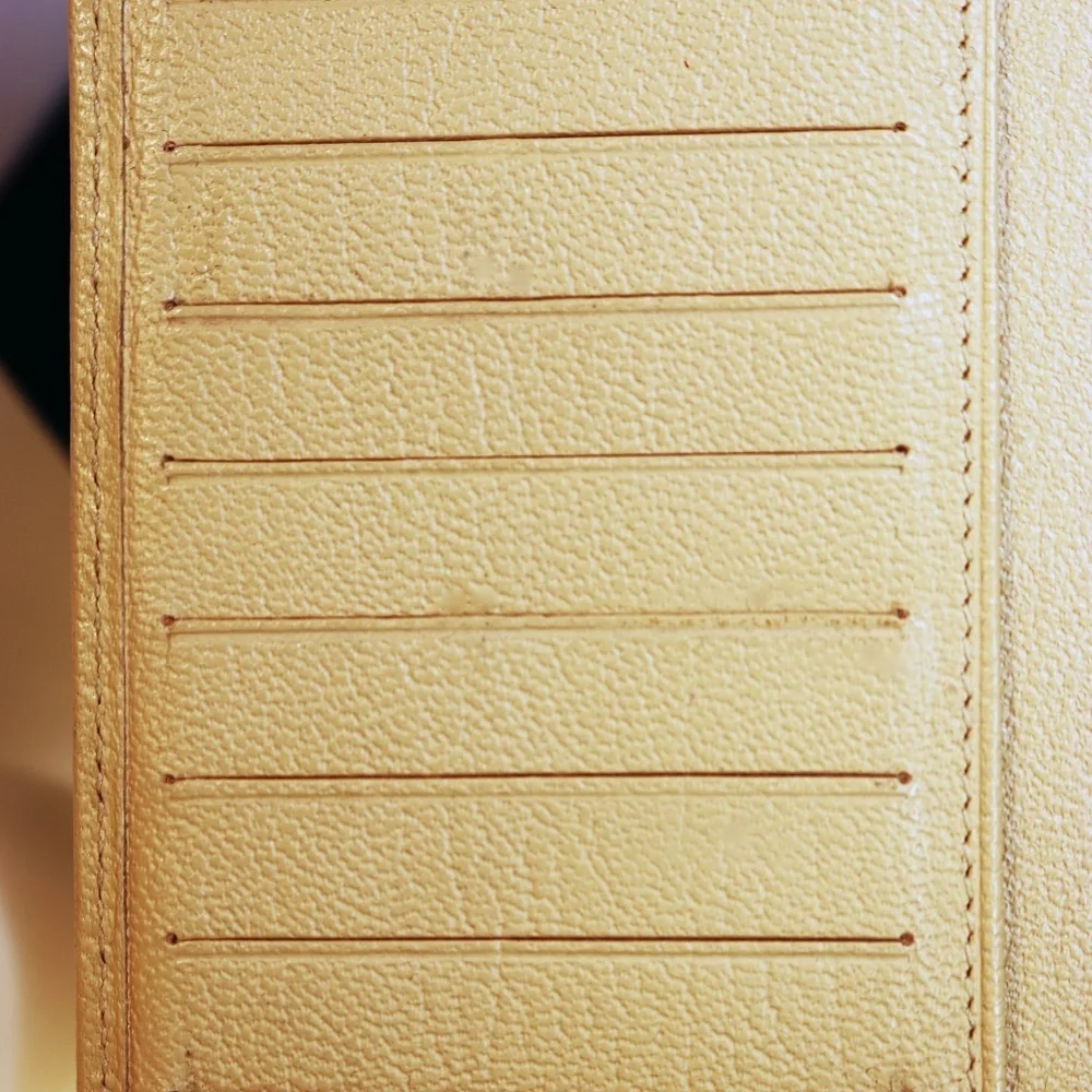 Chanel Porte Monnaie Tan Leather Wallet with Gold Tone CC Logo EUC